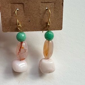 Agate and Jade Gemstone Earrings- Handmade-NWOT
